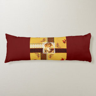 Collage vintage Retro with lace and flowers Body Cushion