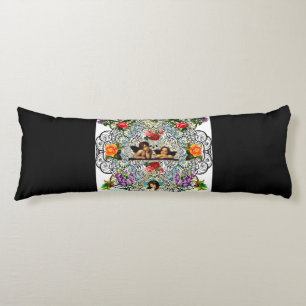 Collage vintage Retro with lace and flowers Body Cushion