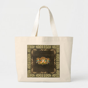Collage vintage Retro with lace and flowers Large Tote Bag