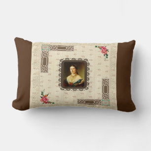 Collage vintage Retro with lace and flowers Lumbar Cushion