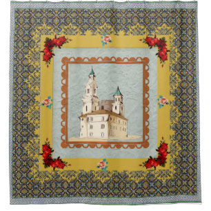 Collage vintage Retro with lace and flowers Shower Curtain