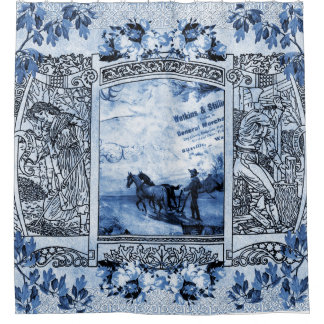 Collage vintage Retro with lace and flowers Shower Curtain