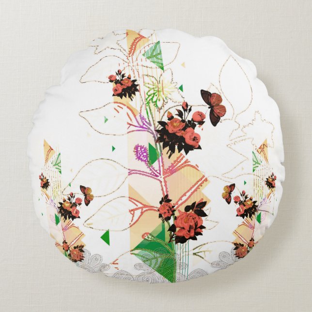 Collage vintage round cushion (Front)