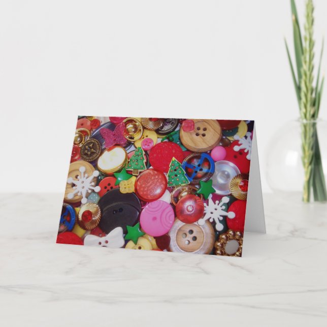 Collage with Christmas Tree Buttons Holiday Card (Front)