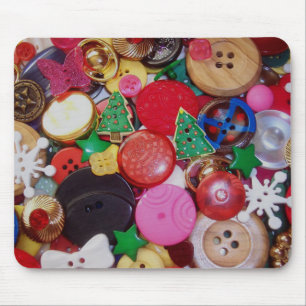 Collage with Christmas Tree Buttons Mouse Pad