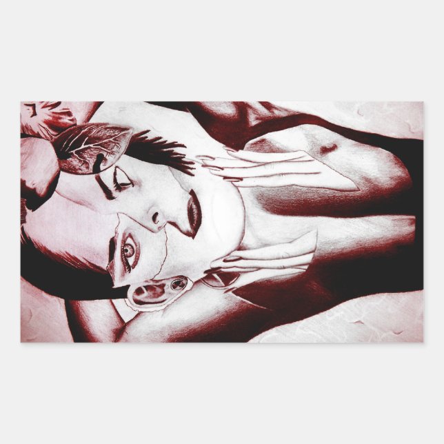 collaged beauty rectangular sticker (Front)