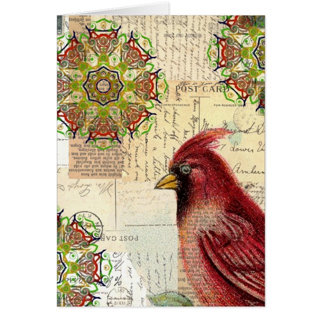 Collaged Old Letters and Postcards with Bird (Front)