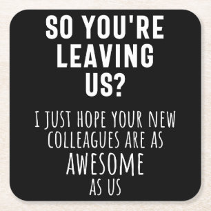 colleague farewell, retirement, coworker, goodbye, square paper coaster