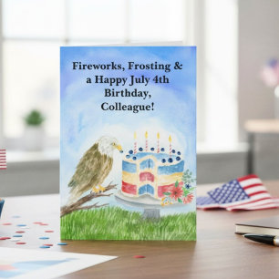 Colleague July 4th Birthday Bald Eagle Patriotic Card