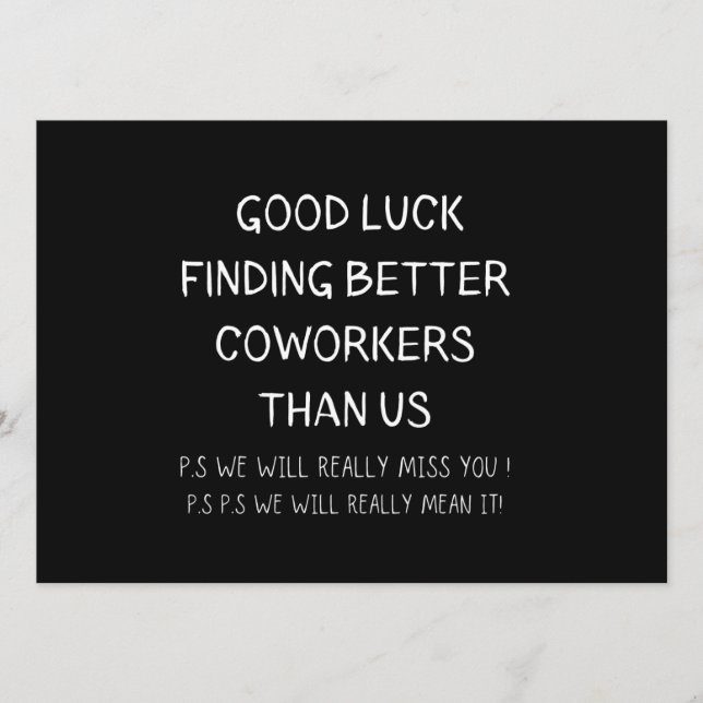 Colleague Leaving Coworker Leaving Funny New Job Menu (Front)