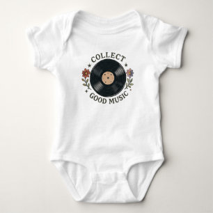Collect Good Music Retro Vinyl Record Floral Baby Bodysuit