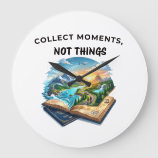 Collect Moments Not Things | Adventure Travel Quot Large Clock