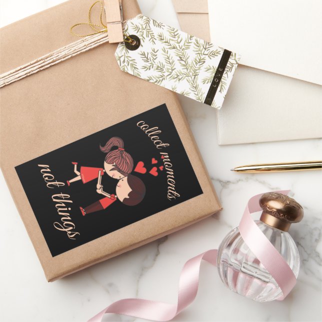 COLLECT MOMENTS NOT THINGS cute romantic           Rectangular Sticker (Gifting)