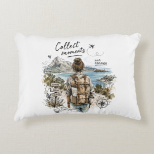 Collect Moments Not Things Travel Quote Decorative Cushion