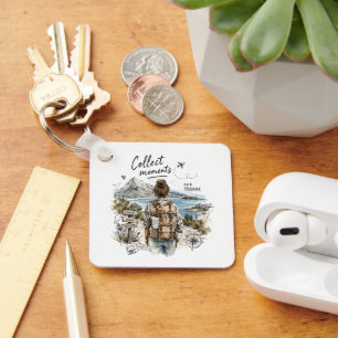 Collect Moments Not Things Travel Quote Key Ring