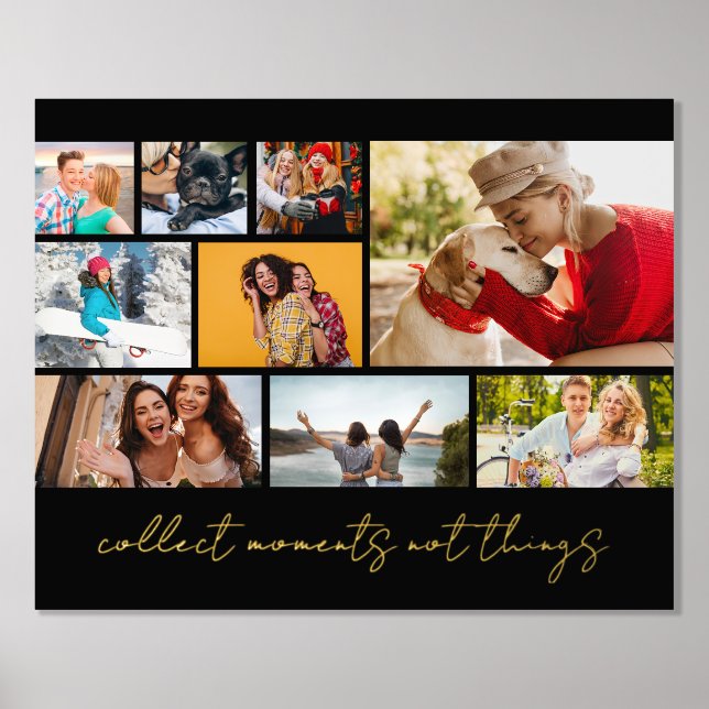 Collect Moments Script Multi Photo Collage Modern Foil Prints (Front)