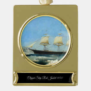 Collectable Clipper Ship red jacket Gold Plated Banner Ornament