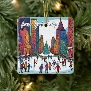 Collectable Funky City Magnet- NYC Christmas time Ceramic Ornament