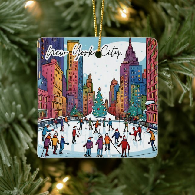 Collectable Funky City Magnet- NYC Christmas time Ceramic Ornament (Tree)