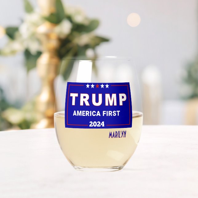 Collectable, Name, Trump 2024 America 1st Stemless Wine Glass (Insitu (Wedding))