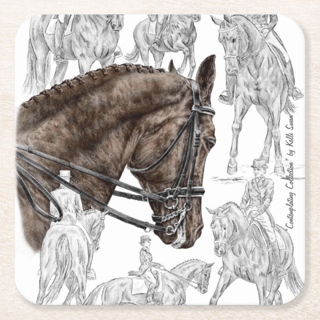 Collected Dressage Horses FEI Square Paper Coaster (Front)