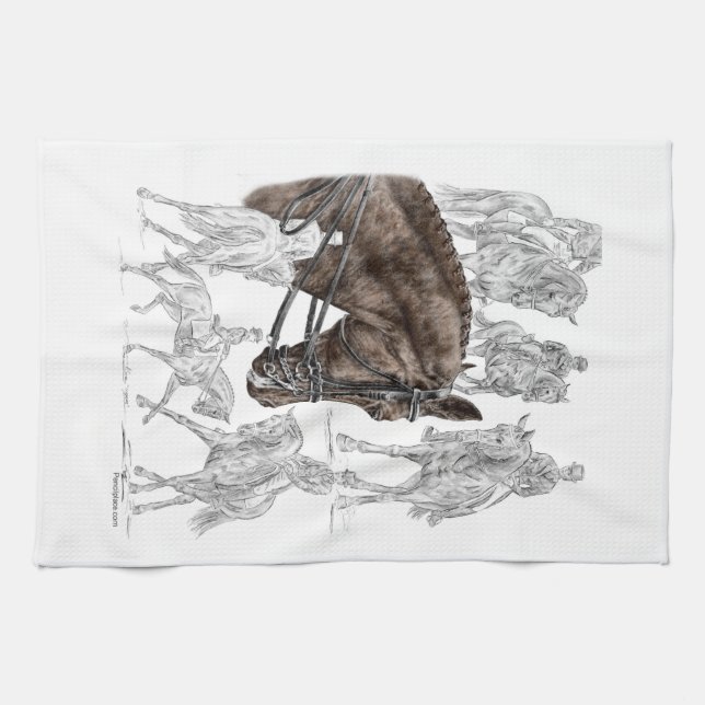 Collected Dressage Horses FEI Tea Towel (Horizontal)