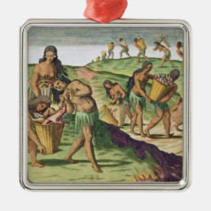 Collecting Food for the Communal Storehouse Metal Ornament