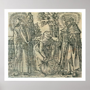 Collecting Herbs for Medicine, 1534 (woodcut) Poster