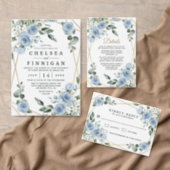 Dusty Blue and Gold Elegant Floral Rustic Wedding Square Sticker (Personalise this independent creator's collection.)