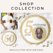 Black & Gold Glitter 50 Fifty Years 50th Birthday Shot Glass