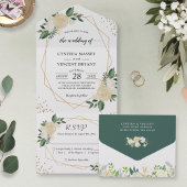 Rehearsal Dinner Gold Glitters Greenery Floral Invitation