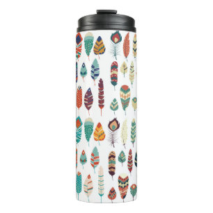 Collection of boho vintage tribal ethnic hand draw thermal tumbler