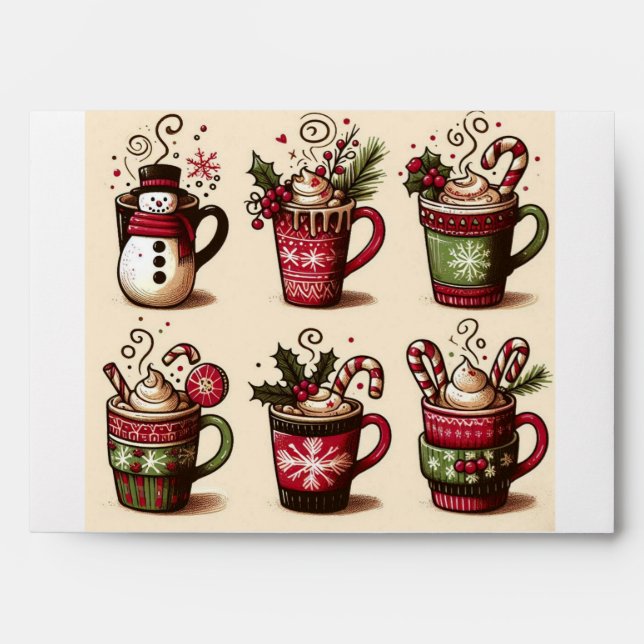 Collection of festive coffee cups,Christmas decora Envelope (Front)