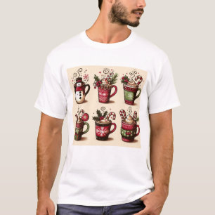 Collection of festive coffee cups,Christmas decora T-Shirt