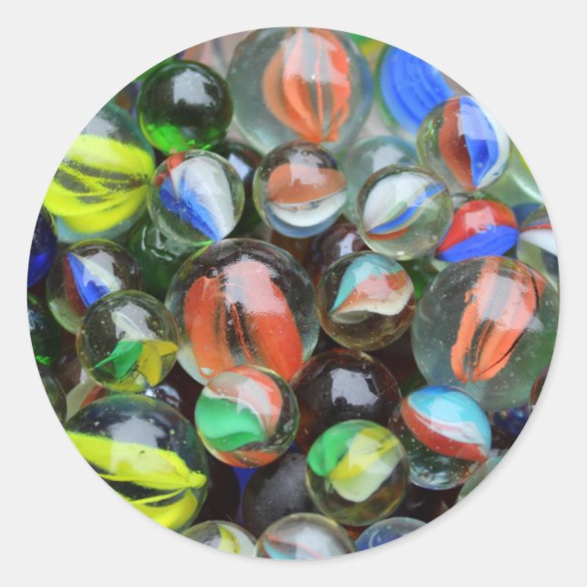 Collection of Glass Marbles Classic Round Sticker (Front)