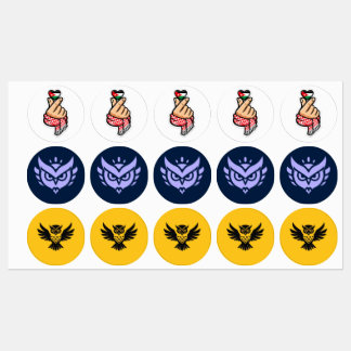Collection of heart and owl labels