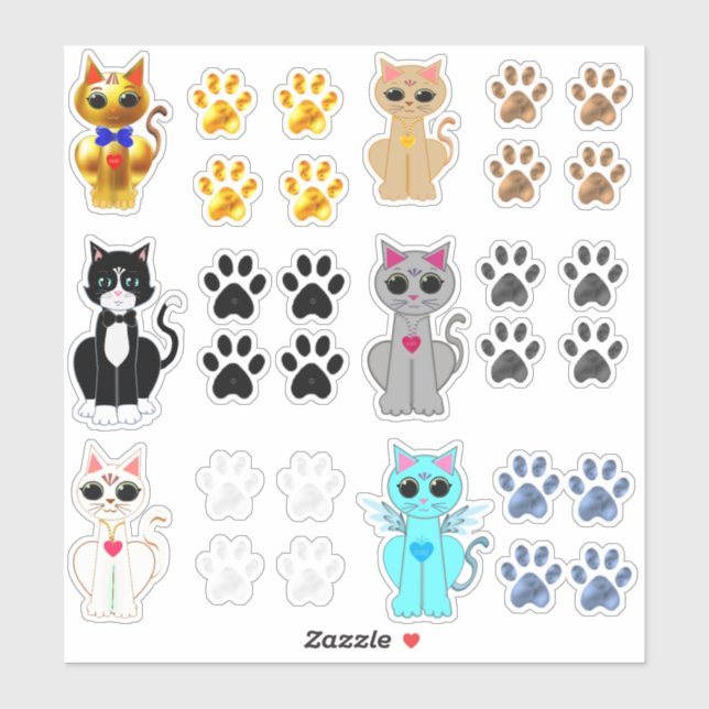 Collection of Kitty Cats & Paws (Sheet)