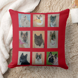 collection of pictures of akita dogs cushion