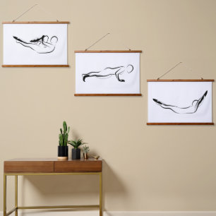 Collection of Pilates Mat Exercises Hanging Tapestry