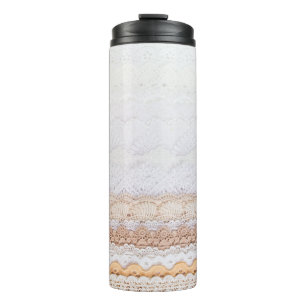 Collection of seamless lace cloth background and t thermal tumbler