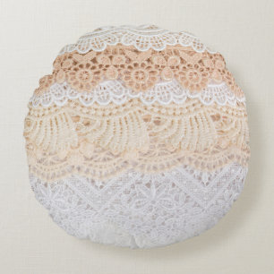 Collection of seamless ornamental floral lace trac round cushion