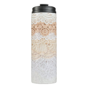 Collection of seamless ornamental floral lace trac thermal tumbler