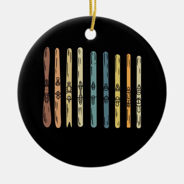 Collection of ski boards ceramic ornament (Front)