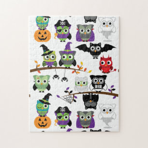 Collection Of Spooky Halloween Owls Jigsaw Puzzle