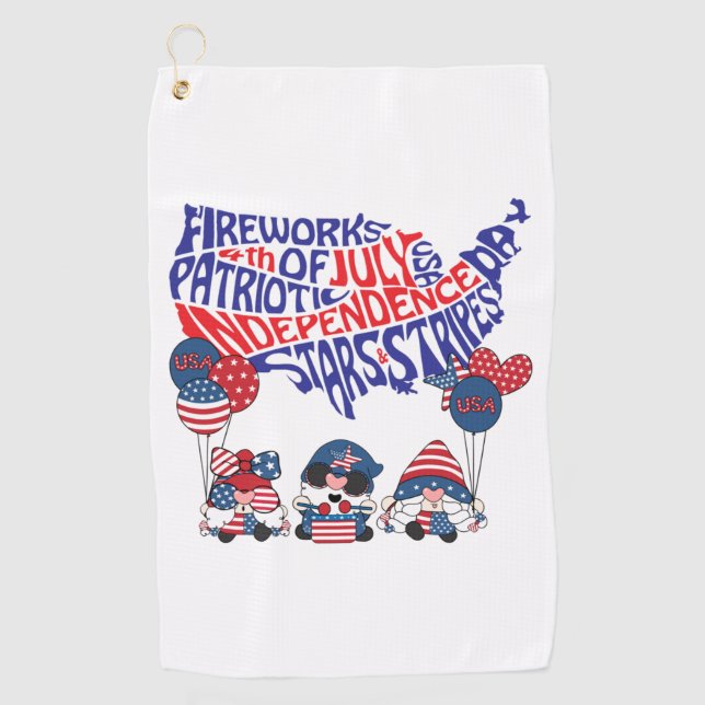 Collection of th of July Gnomes   Golf Towel (Front)