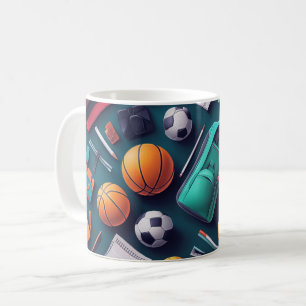 collection of various sports equipment coffee mug