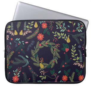 Collection of Vintage Style Hand Drawn Christmas H Laptop Sleeve