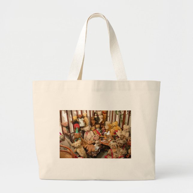 Collection Of Vintage Teddy Bears Large Tote Bag (Front)
