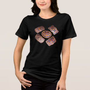 Collection of Western Style Belt Buckles On Black Tri-Blend Shirt