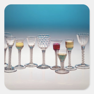 Collection of wine glasses, c.1755-60 square sticker